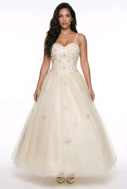 MoriLee By Madeline Gardner Ivory Beaded Flower Wedding Gown Dress